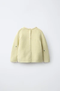 FLORAL EMBROIDERY LACE KNIT JUMPER