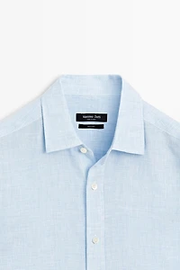 100% linen regular fit check shirt