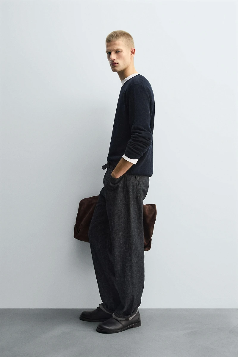MERCERIZED FINISH TEXTURED SWEATER