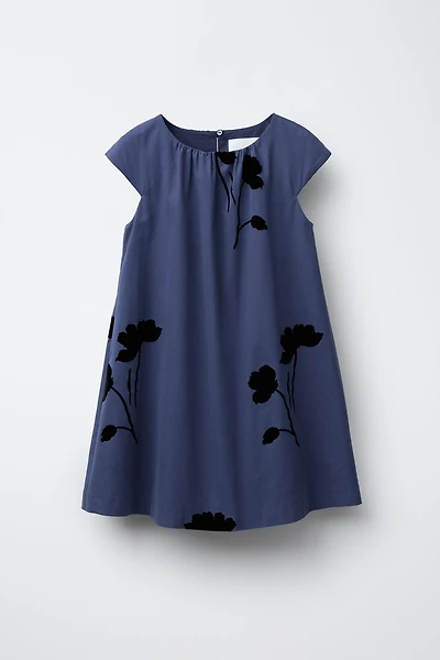 FLOCKED FLORAL DRESS