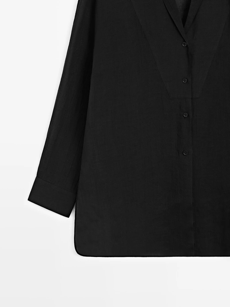 Flowing semi-sheer shirt with chest detail