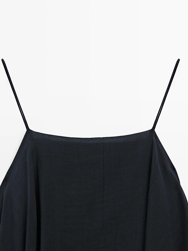 Midi dress with asymmetric ruffle detail