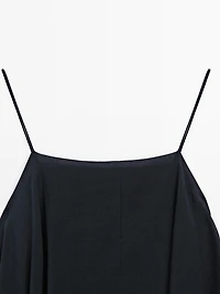 Midi dress with asymmetric ruffle detail