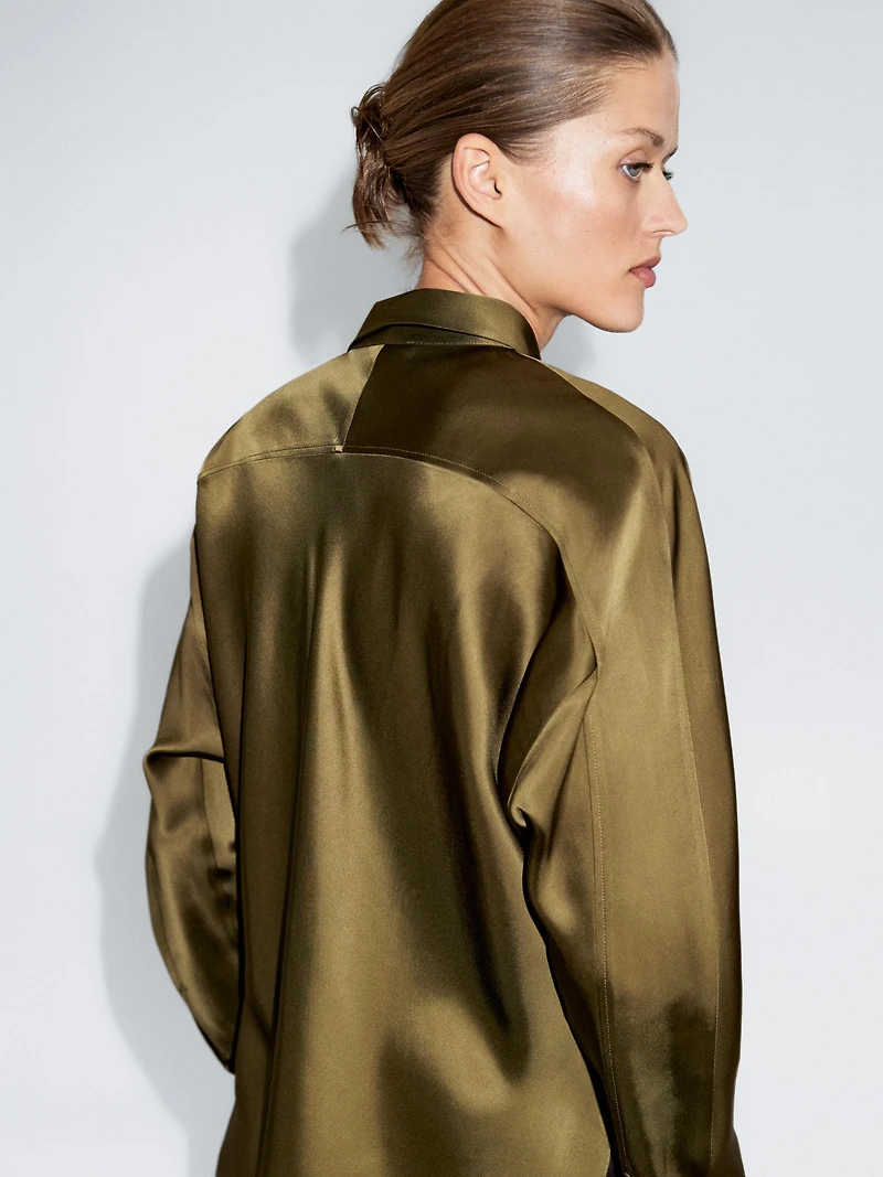 Satin shirt with batwing sleeves
