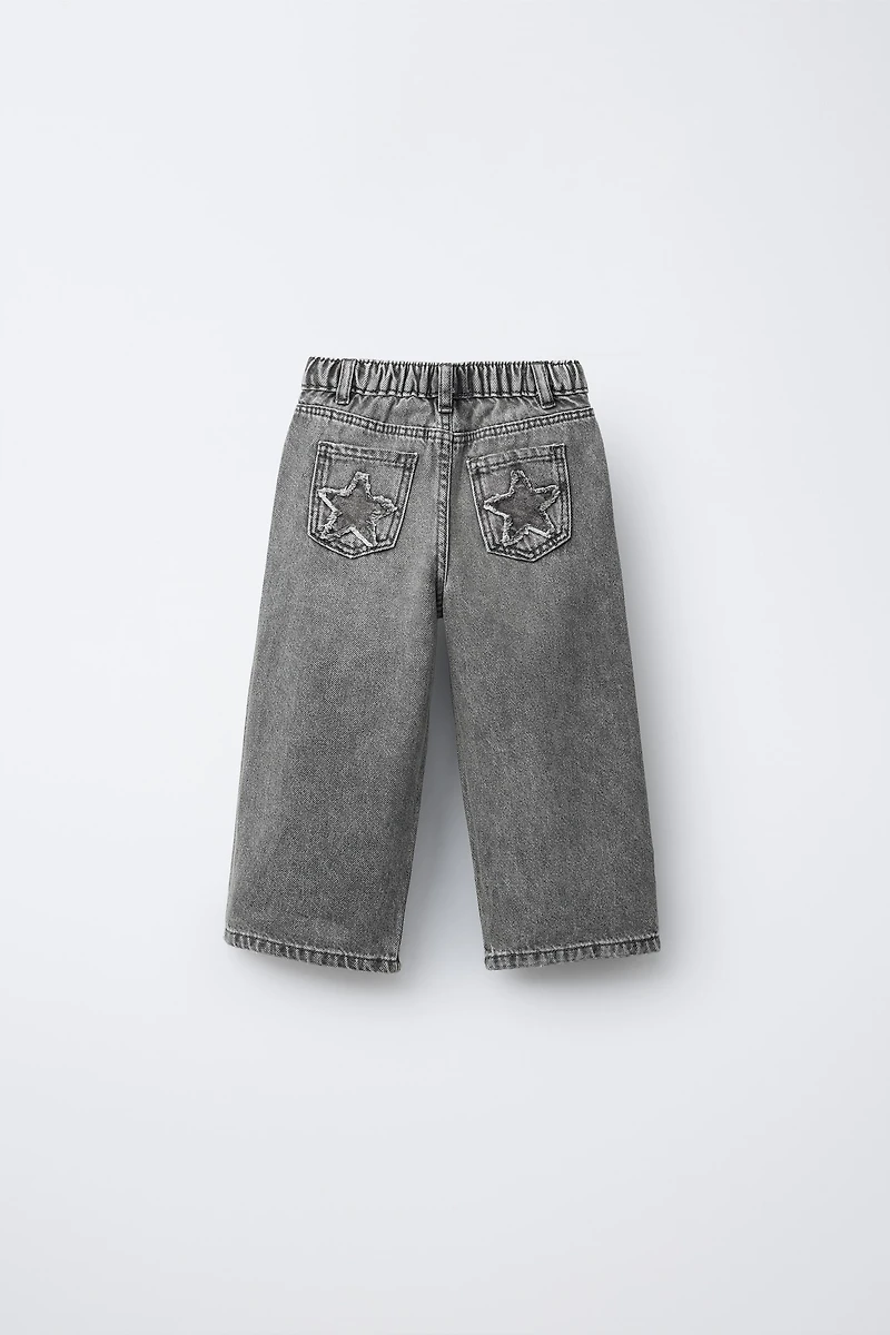 STAR APPLIQUÉ WIDE LEG JEANS