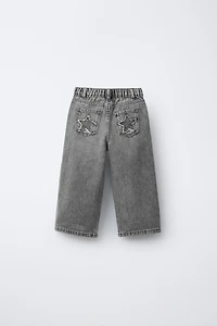 STAR APPLIQUÉ WIDE LEG JEANS