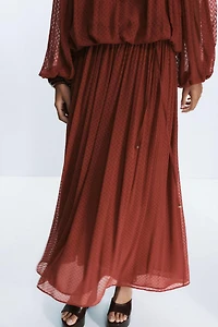 BELTED PLEATED MIDI SKIRT