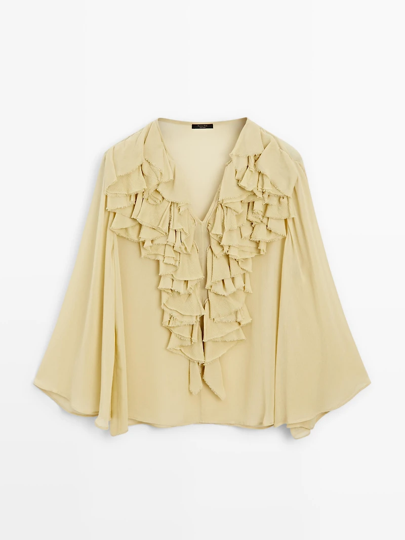 Flowing blouse with ruffled neckline - STUDIO