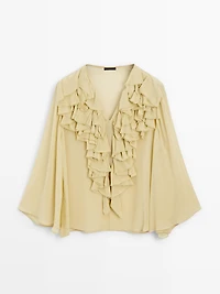 Flowing blouse with ruffled neckline - STUDIO