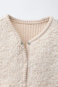 EMBROIDERED FLORAL SHERPA KNIT VEST