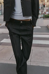 PANTS WITH SEAM AND CONTRASTING TOPSTITCHING