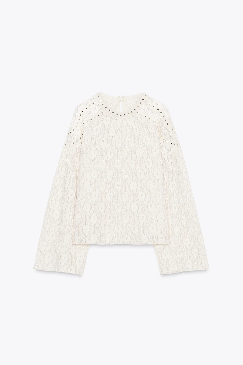 STUDDED LACE TOP