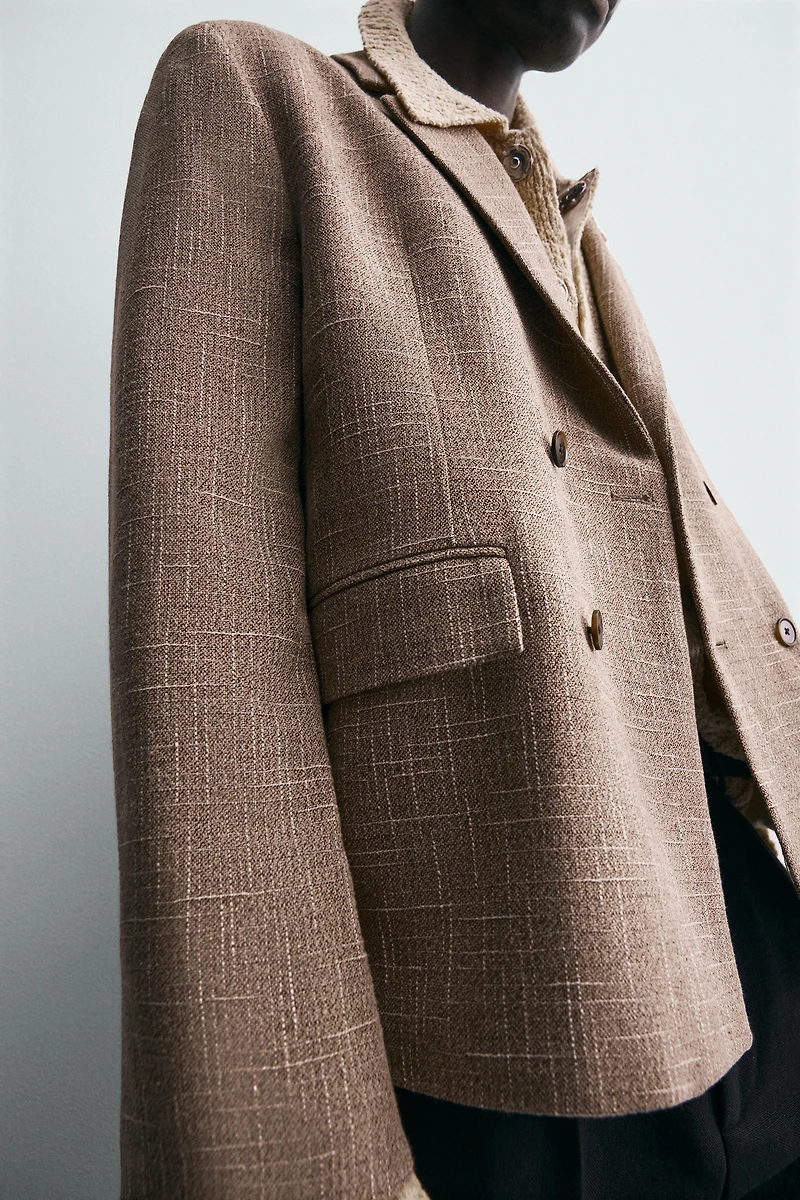 TEXTURED DOUBLE BREASTED BLAZER