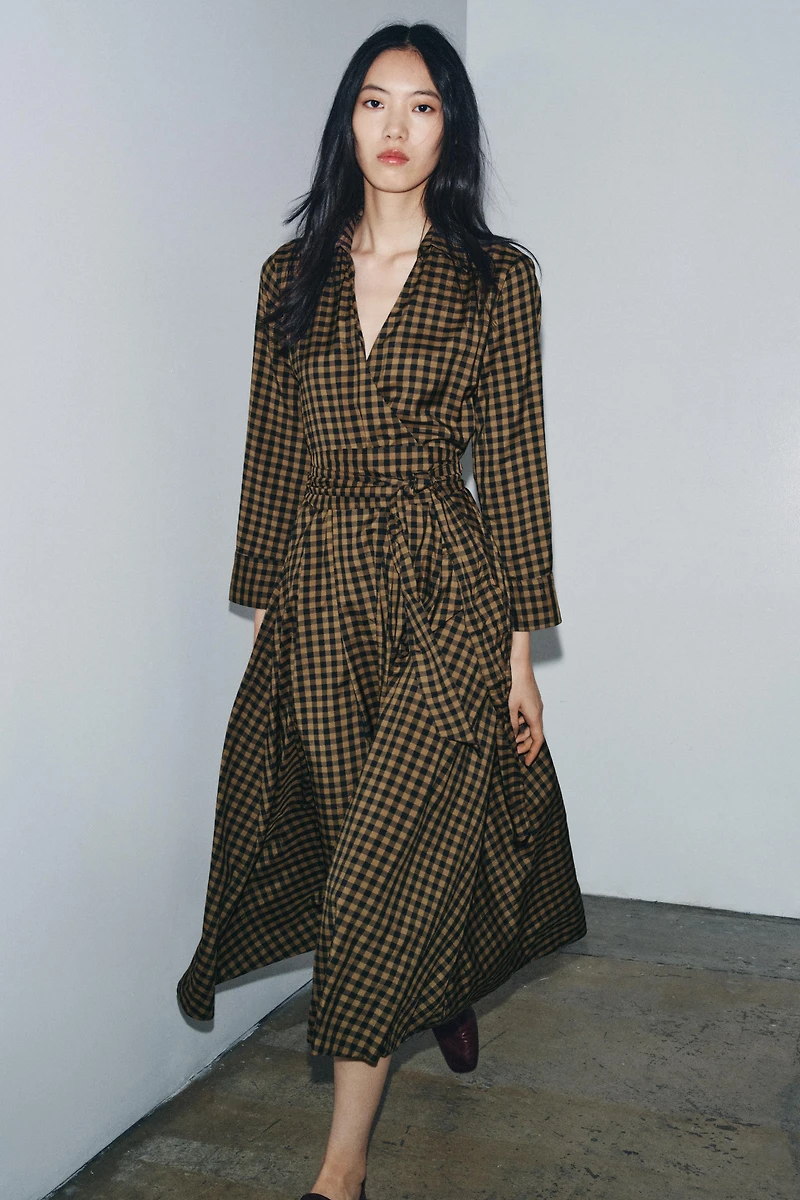 ZW COLLECTION PLAID SHIRT DRESS