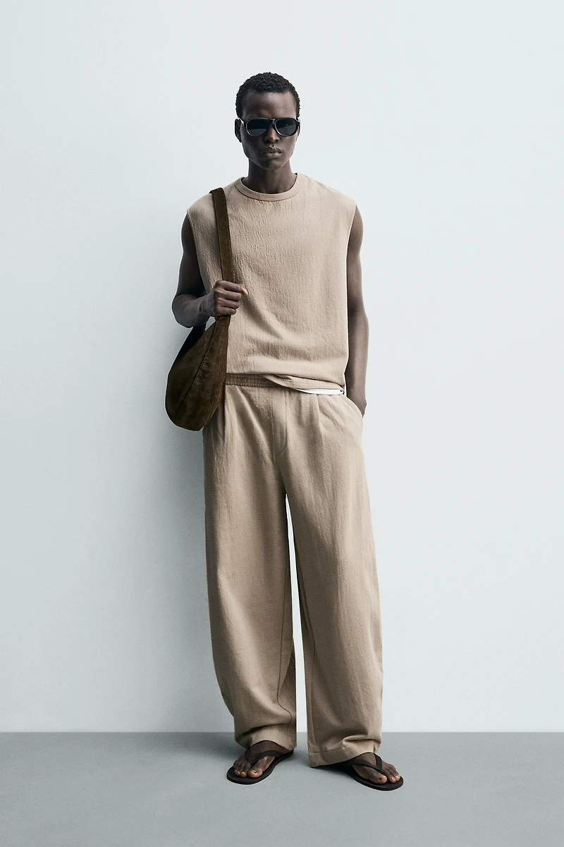 RELAXED FIT TEXTURED TANK SWEATSHIRT