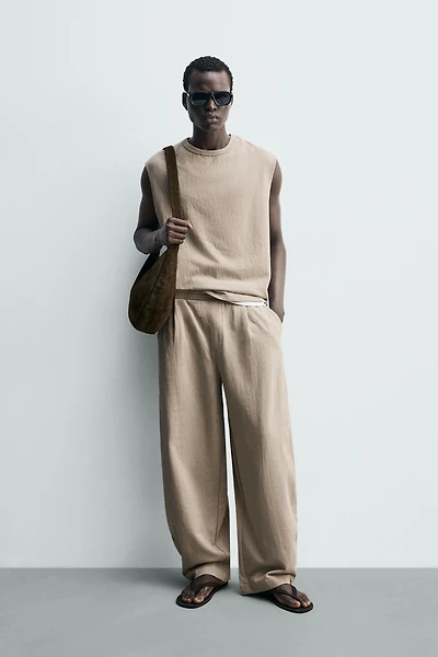 RELAXED FIT TEXTURED TANK SWEATSHIRT