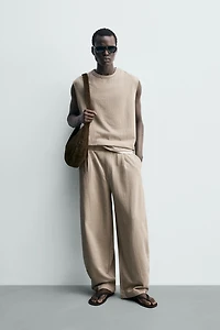 RELAXED FIT TEXTURED TANK SWEATSHIRT