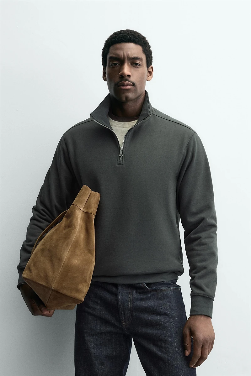 BASIC QUARTER-ZIP SWEATSHIRT