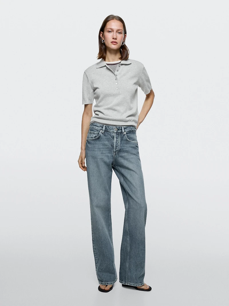 Mid-rise wide-leg jeans