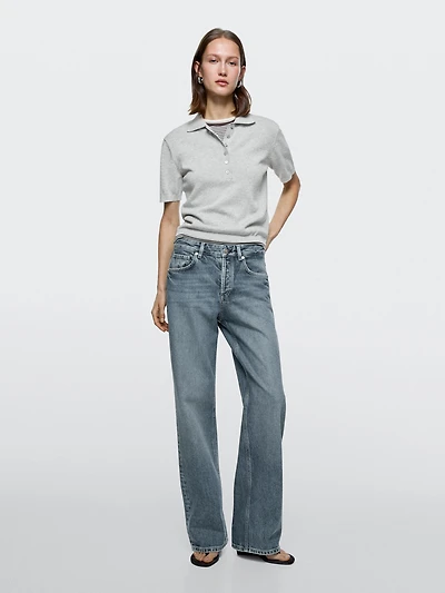 Mid-rise wide-leg jeans