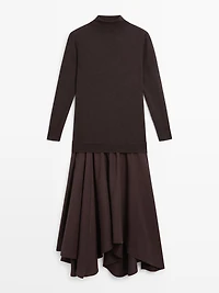 Wool blend knit dress with contrast detail