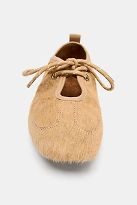 LEATHER AND FUR BALLET FLATS