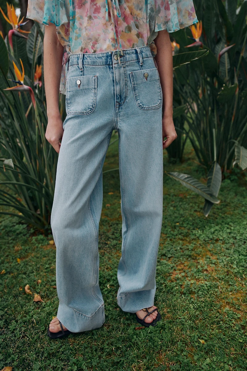 Z1975 HIGH WAIST WIDE LEG POCKET JEANS