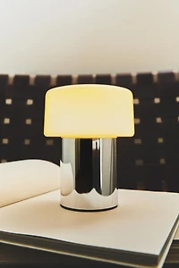 GLASS AND METAL TABLE LAMP