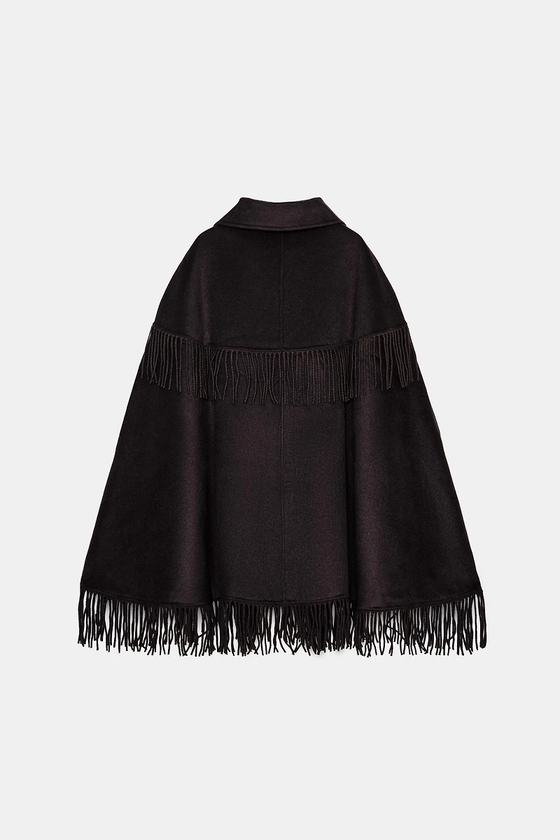 WOOL FRINGED CAPE