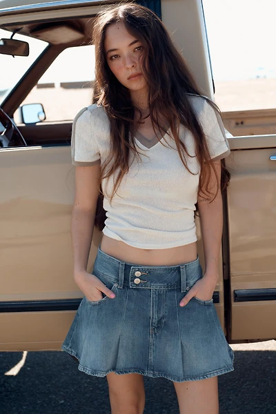 JUPE EN DENIM TRF PLIS PLATS