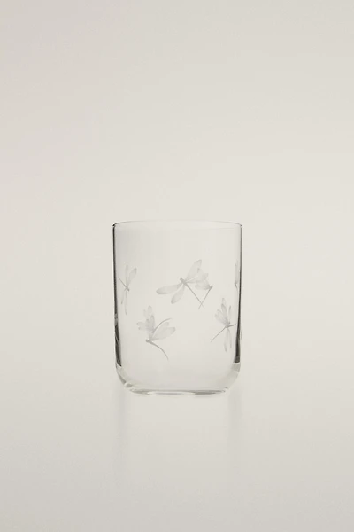 VERRE MOTIF LIBELLULE