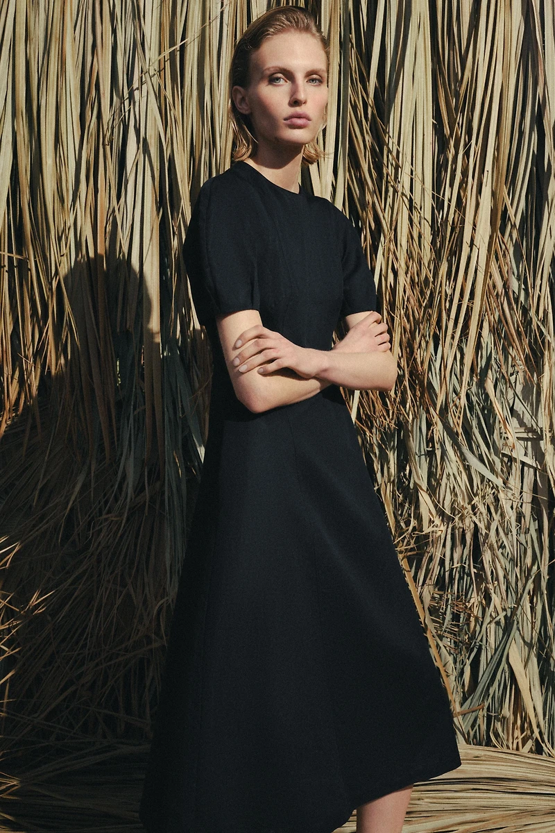 ZW COLLECTION LINEN BLEND MIDI DRESS