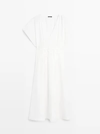 Poplin flounce midi dress