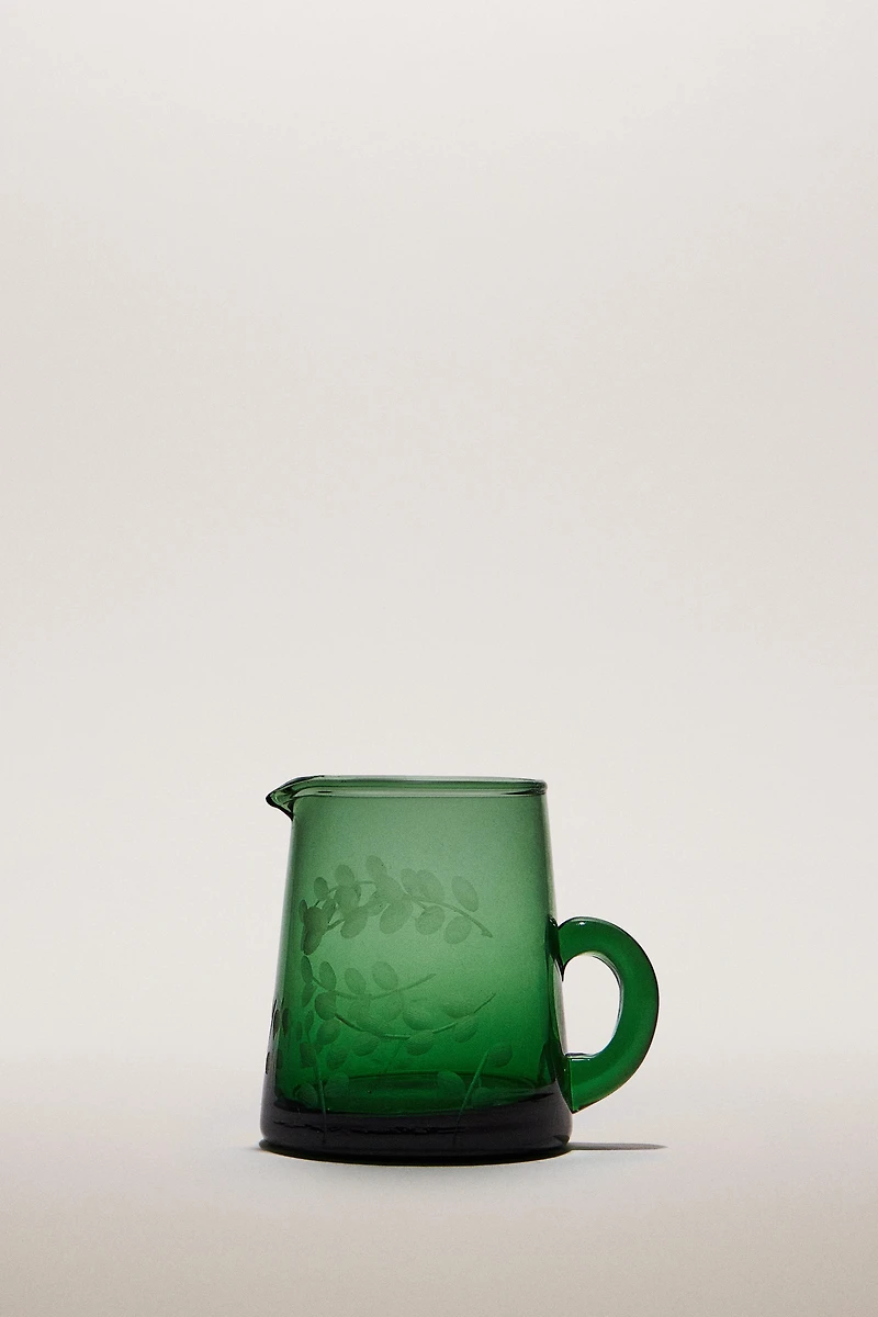 CHRISTMAS GLASS LEAF MILK PITCHER