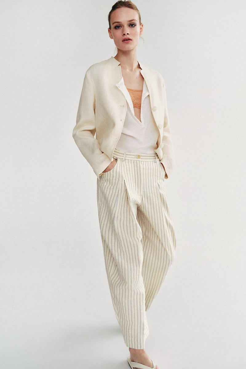 ZW COLLECTION STRIPED BARREL TROUSERS