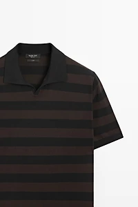 100% cotton striped knit polo shirt
