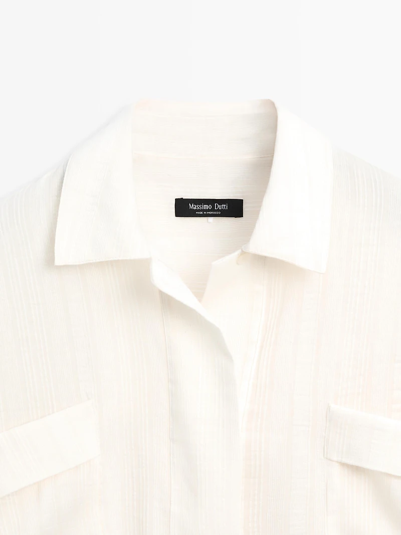 Flowing linen and cotton shirt with opening