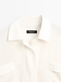 Flowing linen and cotton shirt with opening