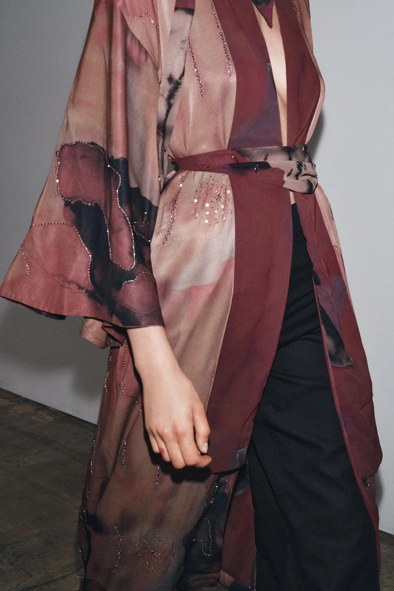 LIMITED EDITION BEADED PRINT KIMONO