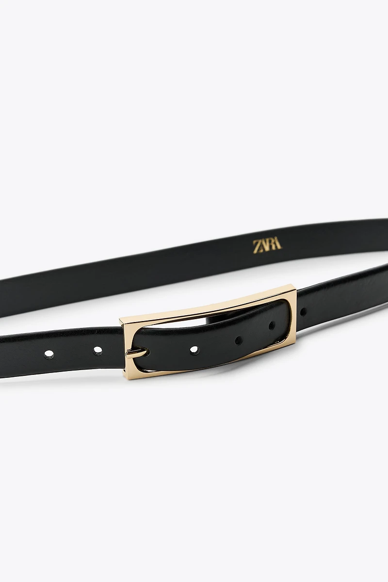 LEATHER BELT WITH RECTANGULAR BUCKLE