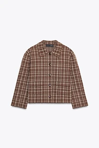 PLAID KNIT CARDIGAN