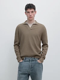 Pull polo en maille de coton mélang