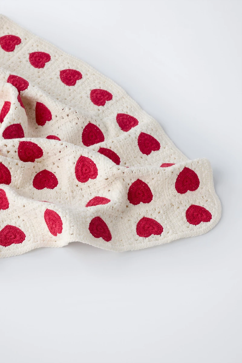 HEART CROCHET KNIT BLANKET