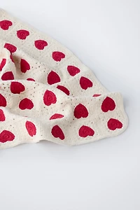 HEART CROCHET KNIT BLANKET