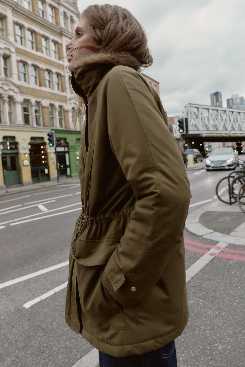 FAUX FUR INTERIOR PADDED PARKA