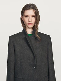 Wool blend three-button blazer