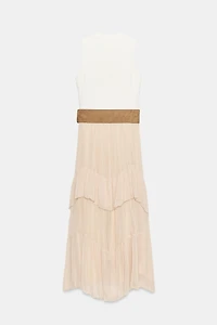 COMBINED MIDI BELTED DRESS