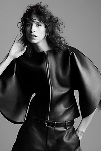 ZW COLLECTION LIMITED EDITION LEATHER ZIP-UP TOP