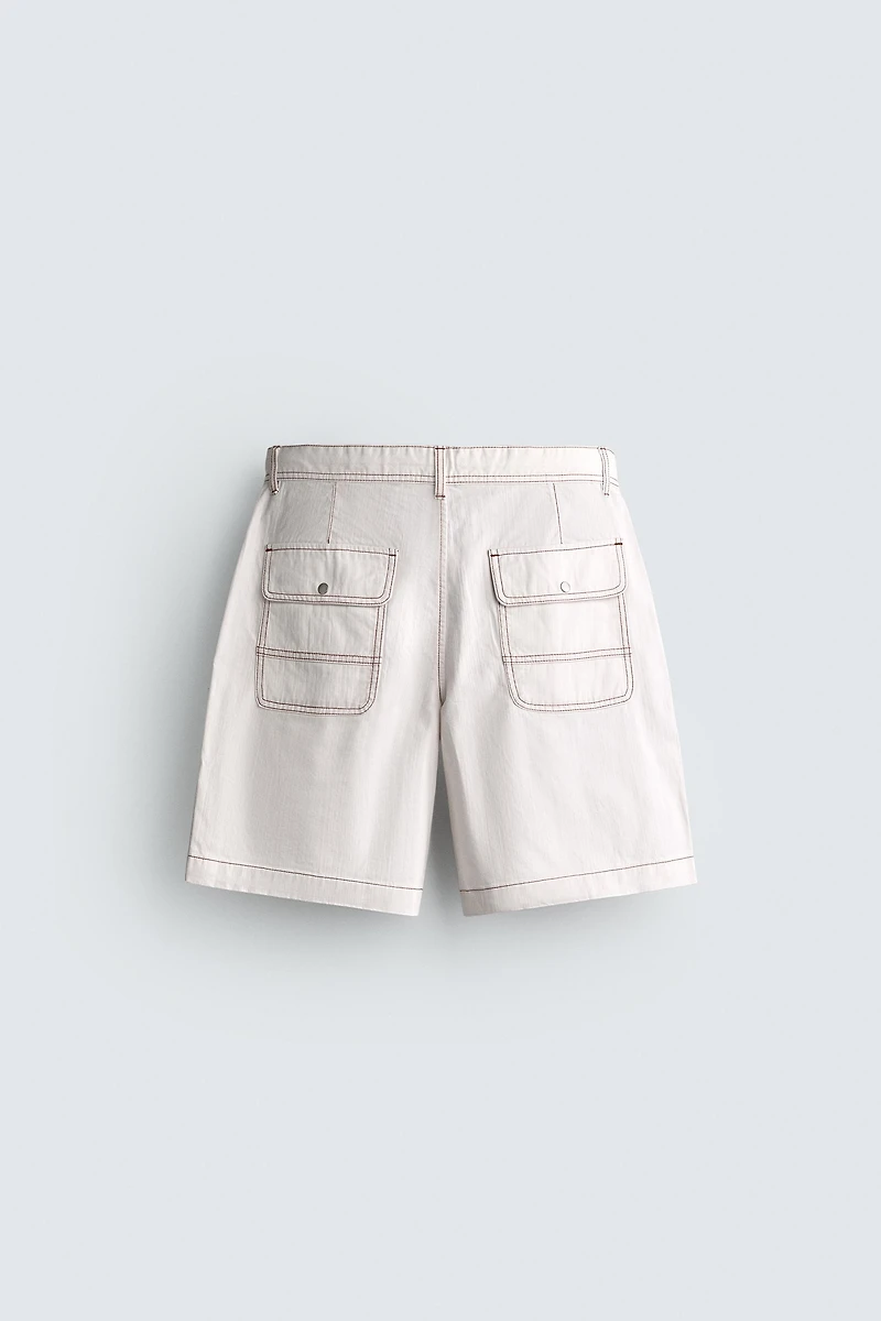 CONTRAST STITCH RELAXED FIT SHORTS