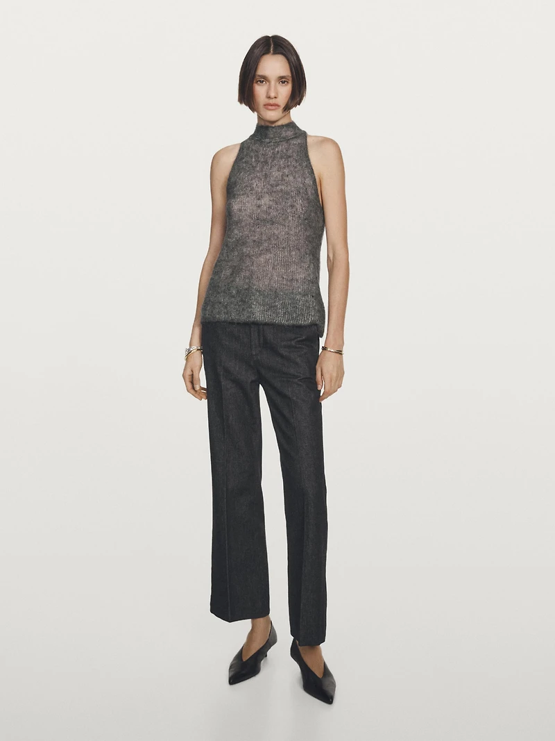Alpaca and wool knit halterneck top